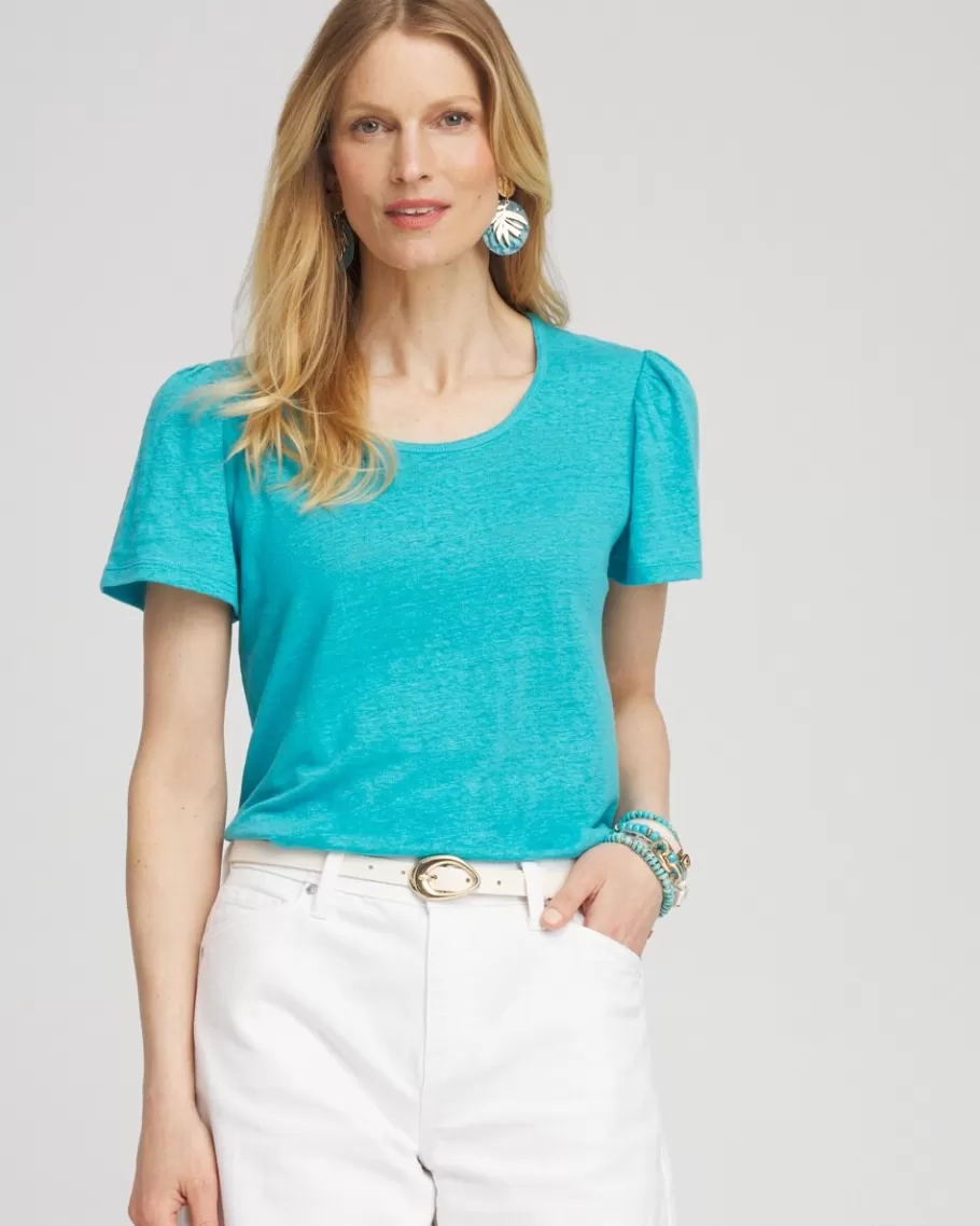 Chico's Linen Flutter Sleeve Tee