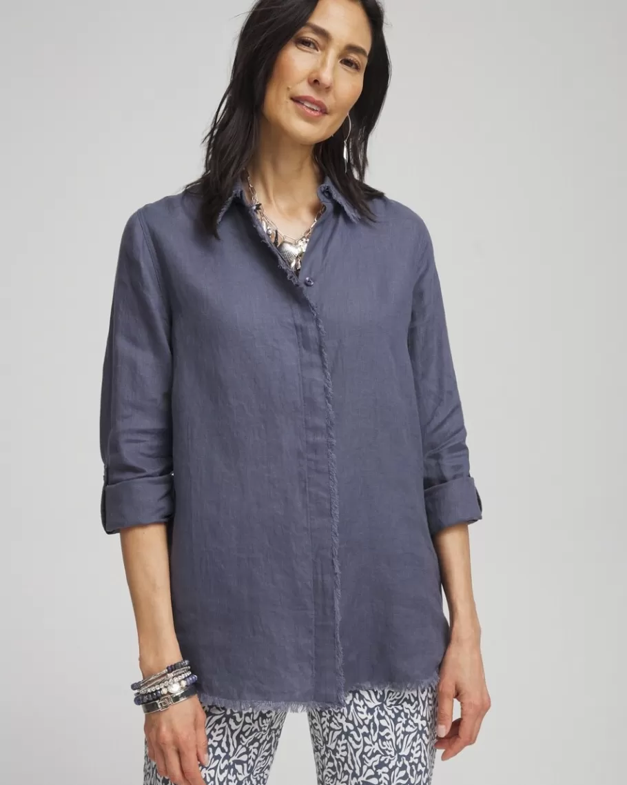 Chico's Linen Fringe Shirt