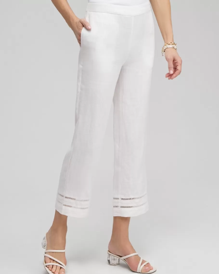 Chico's Linen Ladder Trim Cropped Pants