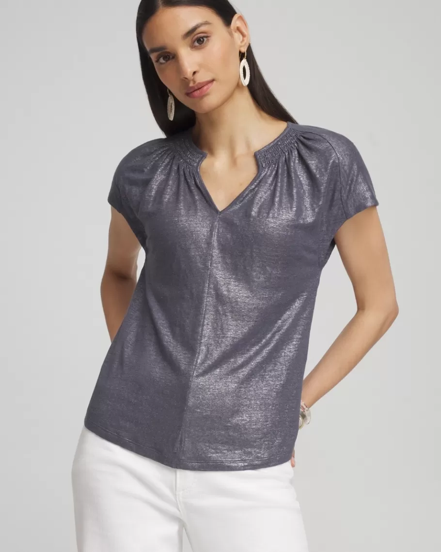 Chico's Linen Metallic Tee