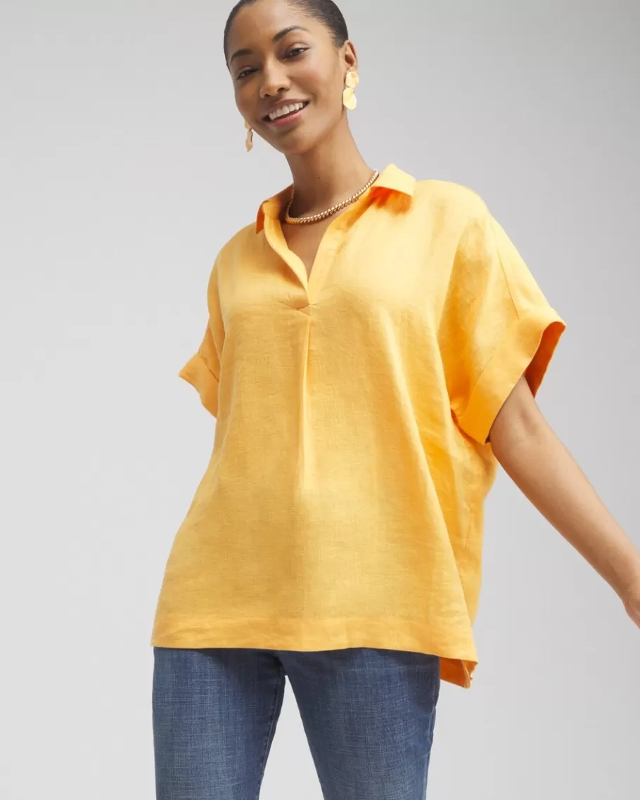 Chico's Linen Popover Top