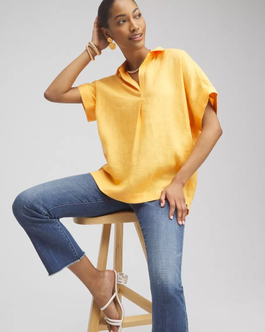 Chico's Linen Popover Top