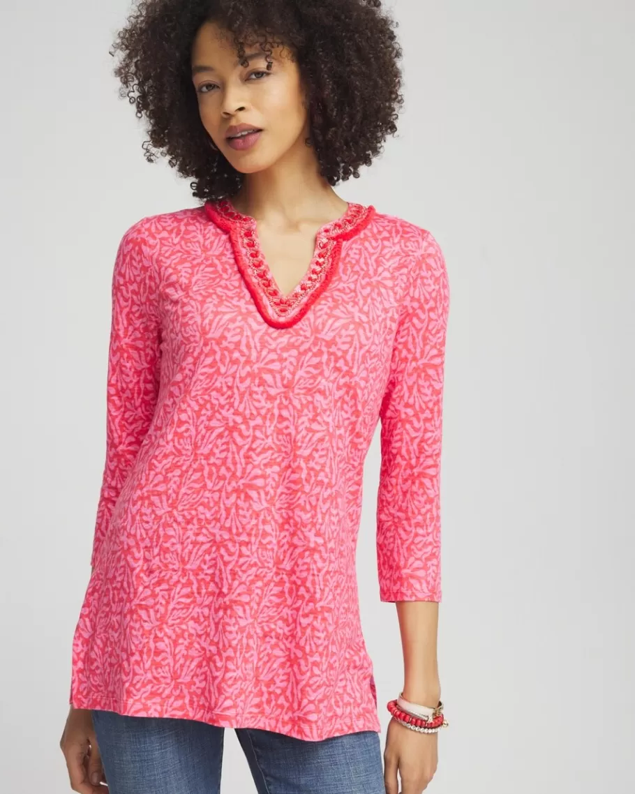 Chico's Linen Reef Embellished Tunic