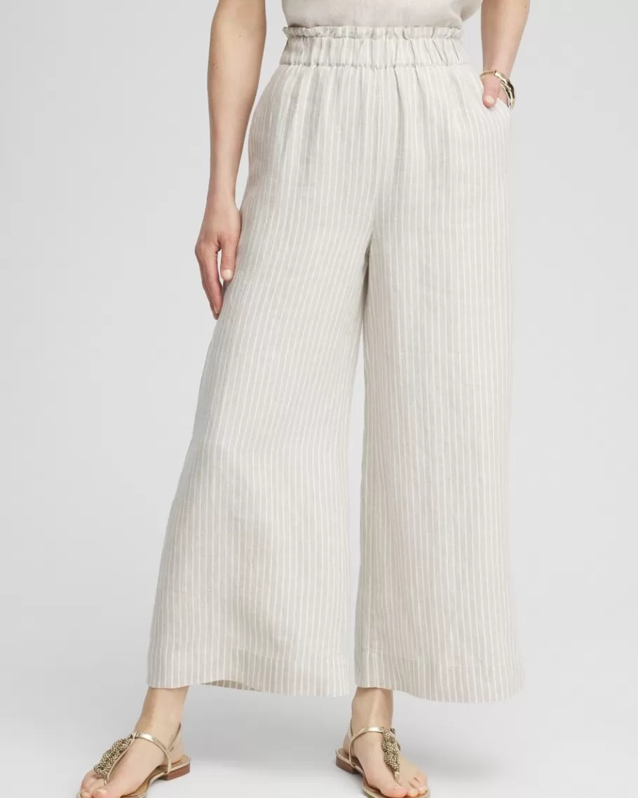 Chico's Linen Stripe Culotte Pants