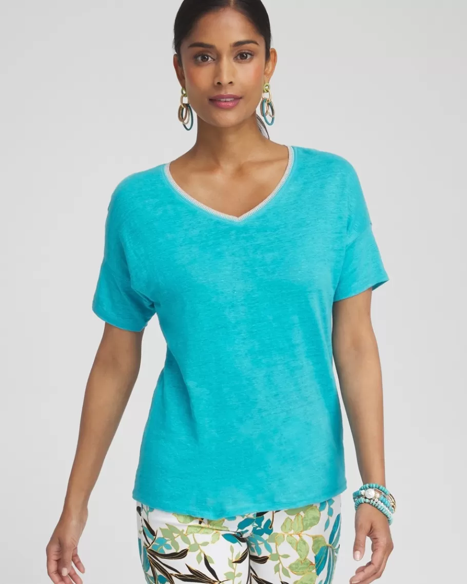 Chico's Linen Sweater Trim Tee