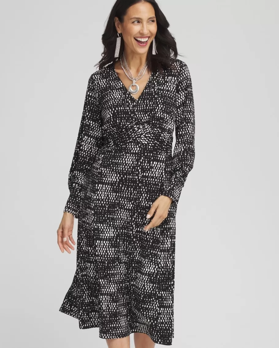 Chico's Long Sleeve Surplice Midi Dress