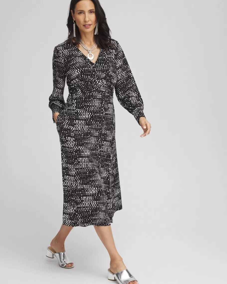 Chico's Long Sleeve Surplice Midi Dress