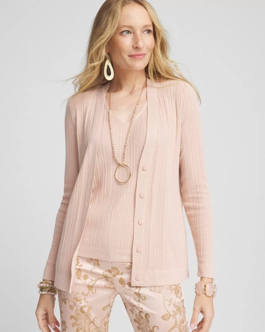 Chico's Lurex Ribbed Cardigan