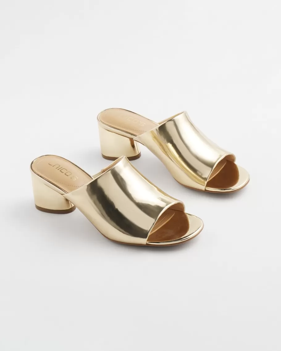 Chico's Metallic Faux Leather Mules