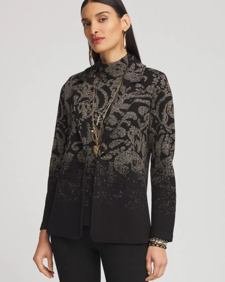 Chico's Metallic Jacquard Sweater Blazer