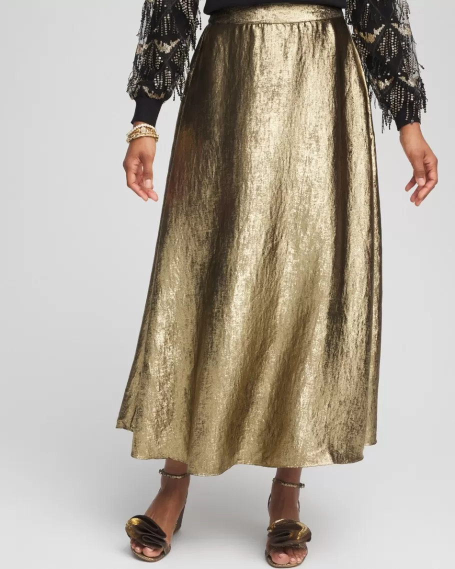 Chico's Metallic Satin Maxi Skirt