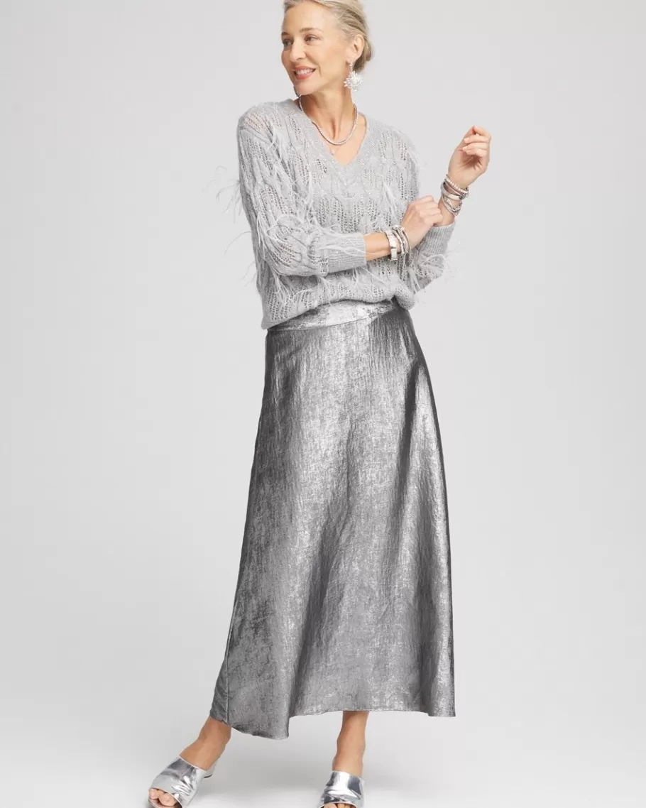 Chico's Metallic Satin Maxi Skirt