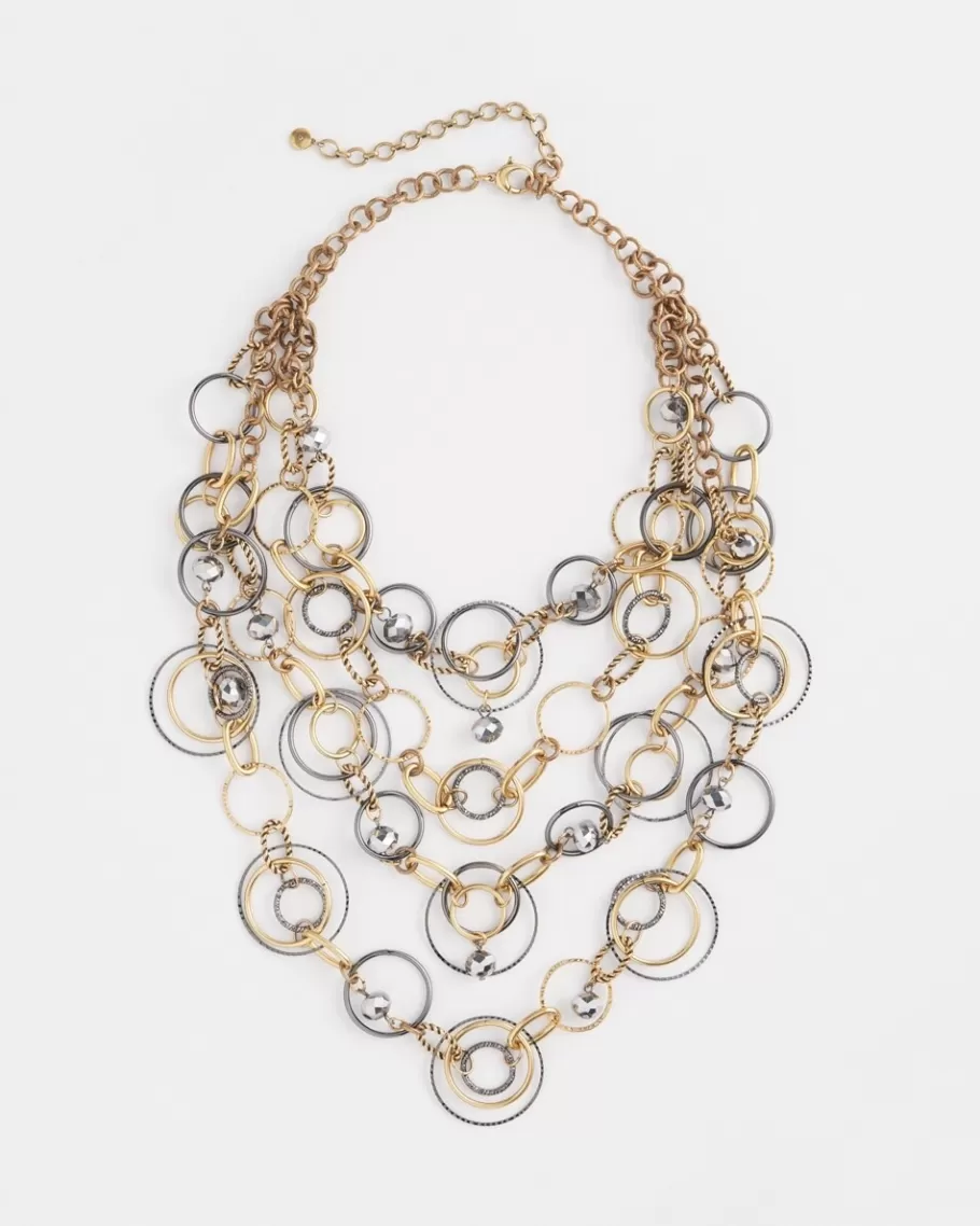 Chico's Mixed Metal Links Bib Necklace