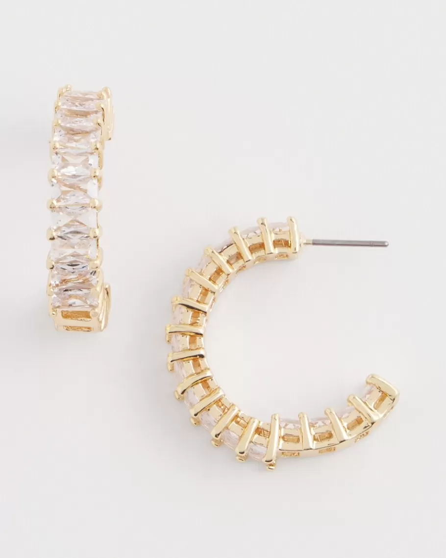 Chico's No Droop™ Tone Baguette Hoop Earrings