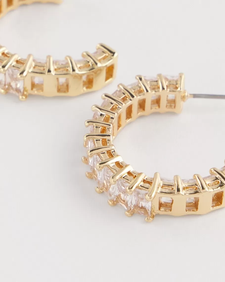 Chico's No Droop™ Tone Baguette Hoop Earrings