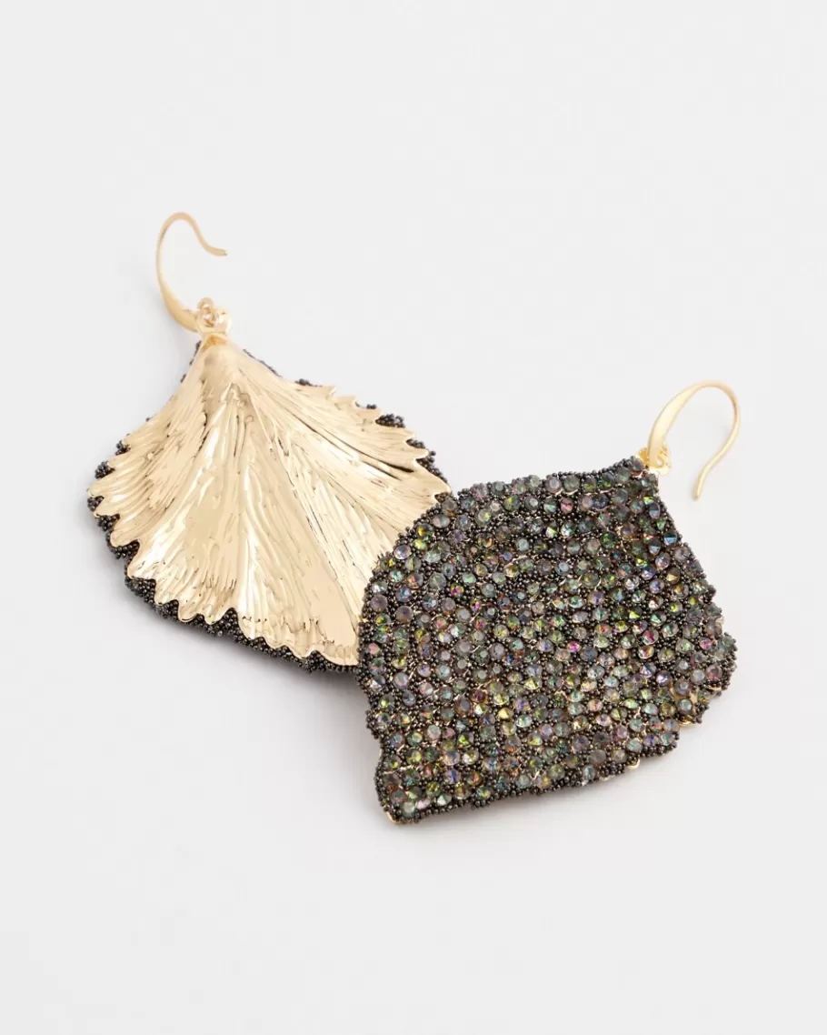 Chico's No Droop™ Pavé Leaf Drop Earrings