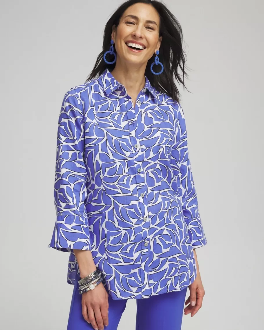 Chico's No Iron™ Linen Abstract 3/4 Sleeve Shirt