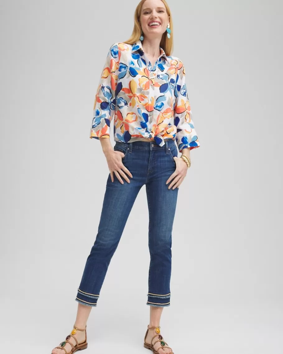 Chico's No Iron™ Linen Floral 3/4 Sleeve Shirt