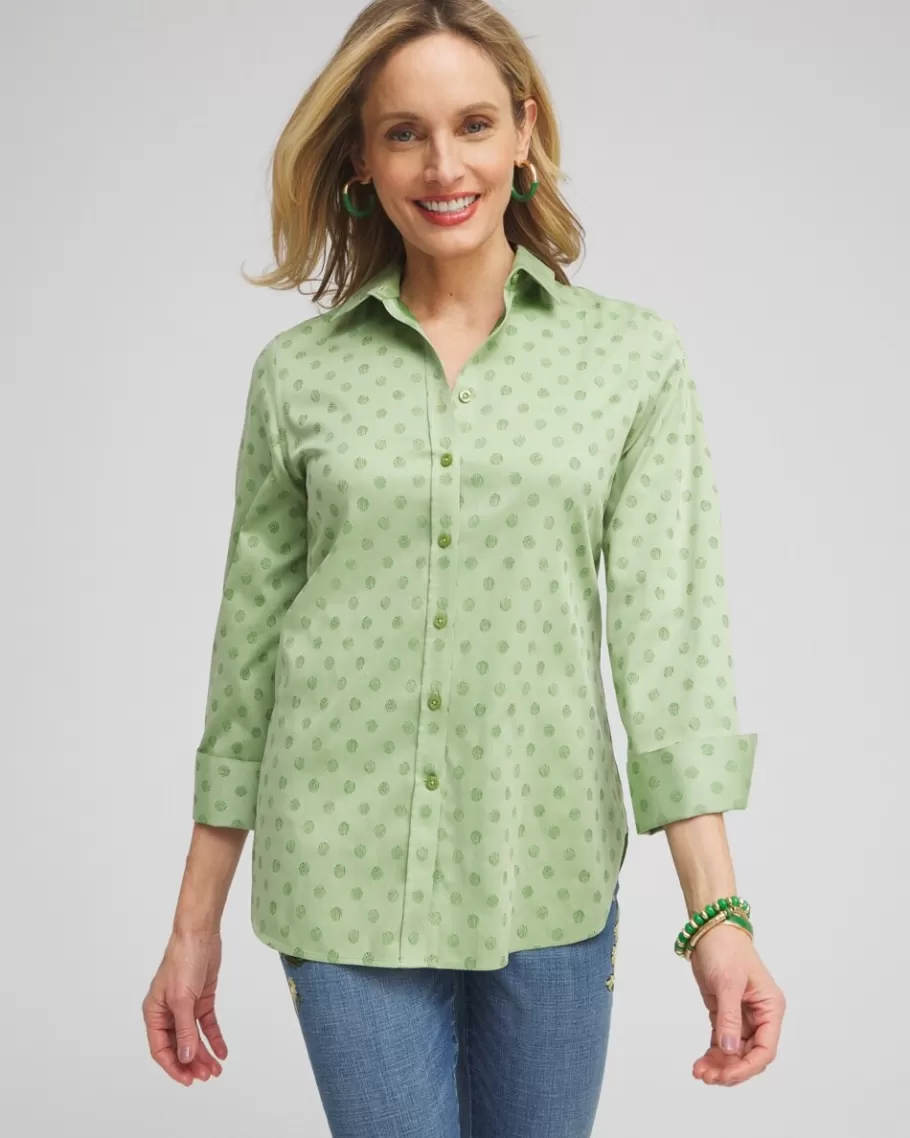 Chico's No Iron™ Stretch Dot Print 3/4 Sleeve Shirt