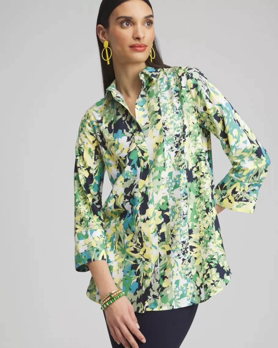 Chico's No Iron™ Stretch Floral 3/4 Sleeve Tunic