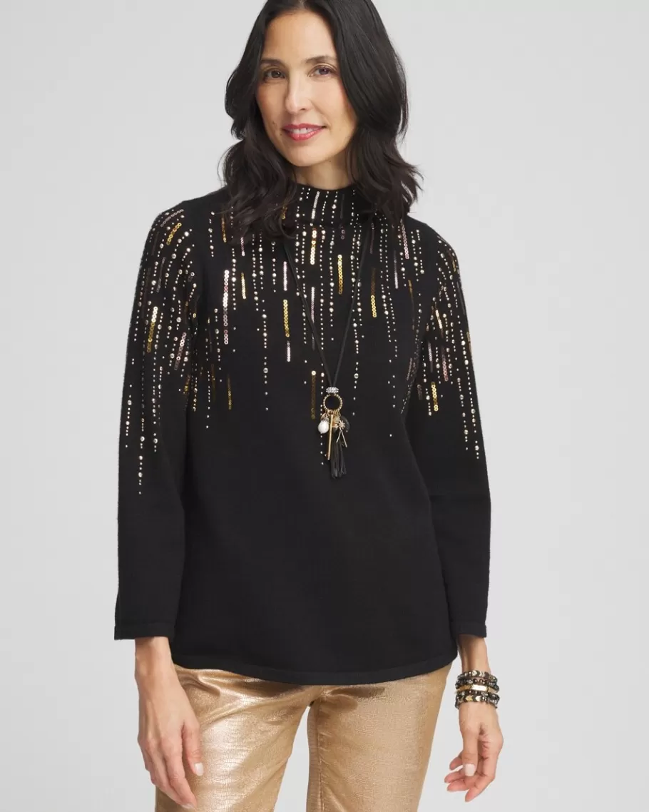 Chico's Ombré Sequin Pullover Sweater