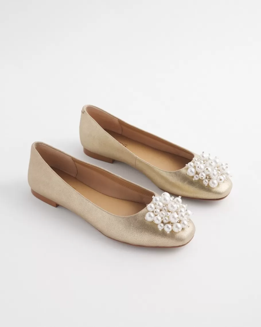 Chico's Omega Metallic Faux Pearl Flats