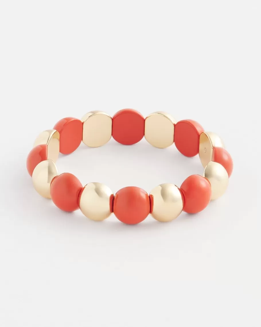 Chico's Orange Beaded Stretch Bracelet