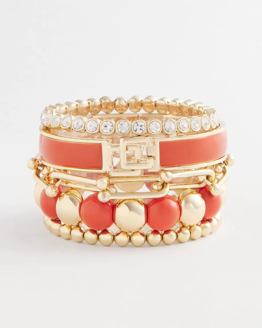 Chico's Orange Beaded Stretch Bracelet