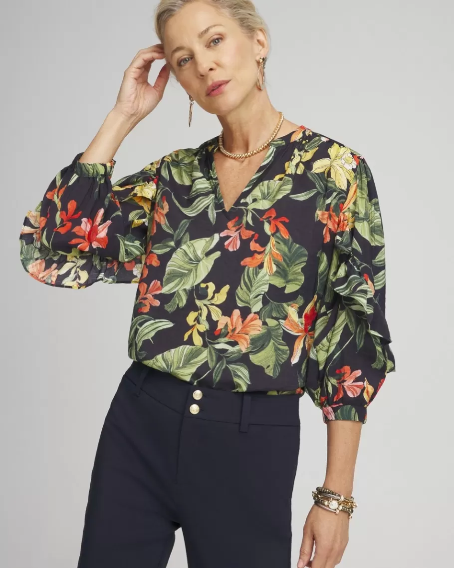 Chico's Orchid Ruffle Sleeve Blouse