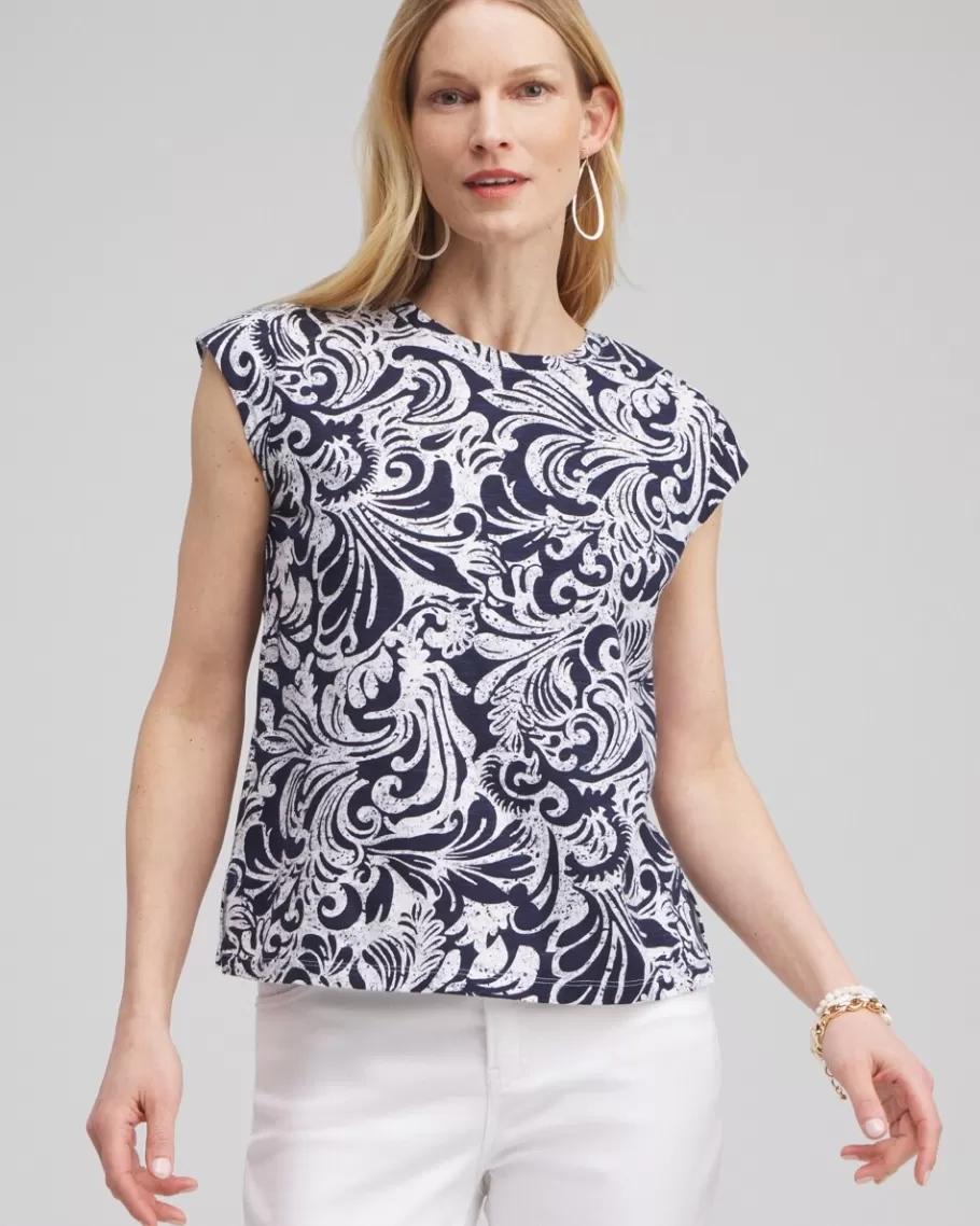 Chico's Paisley Cap Sleeve Tee