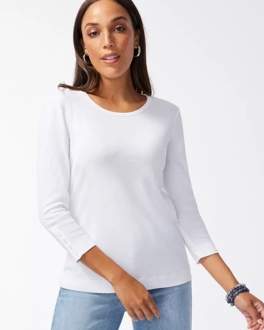 Chico's Pima 3/4 Sleeve Everyday Tee