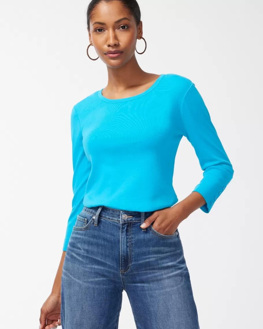 Chico's Pima 3/4 Sleeve Everyday Tee