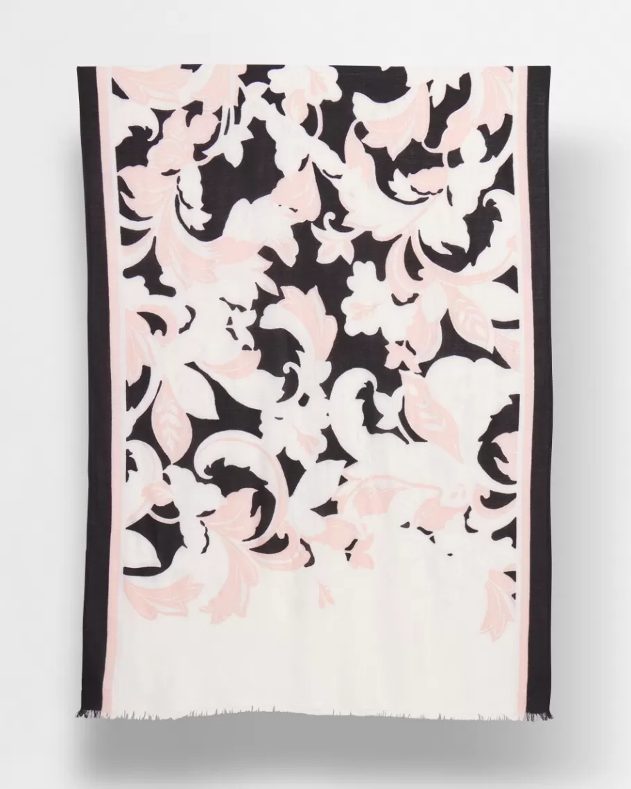 Chico's Pink Scroll Floral Scarf