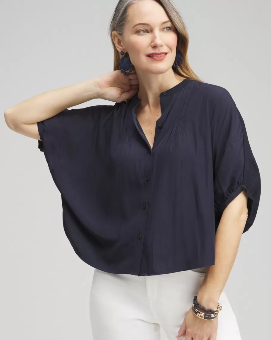 Chico's Pintuck Dolman Sleeve Shirt