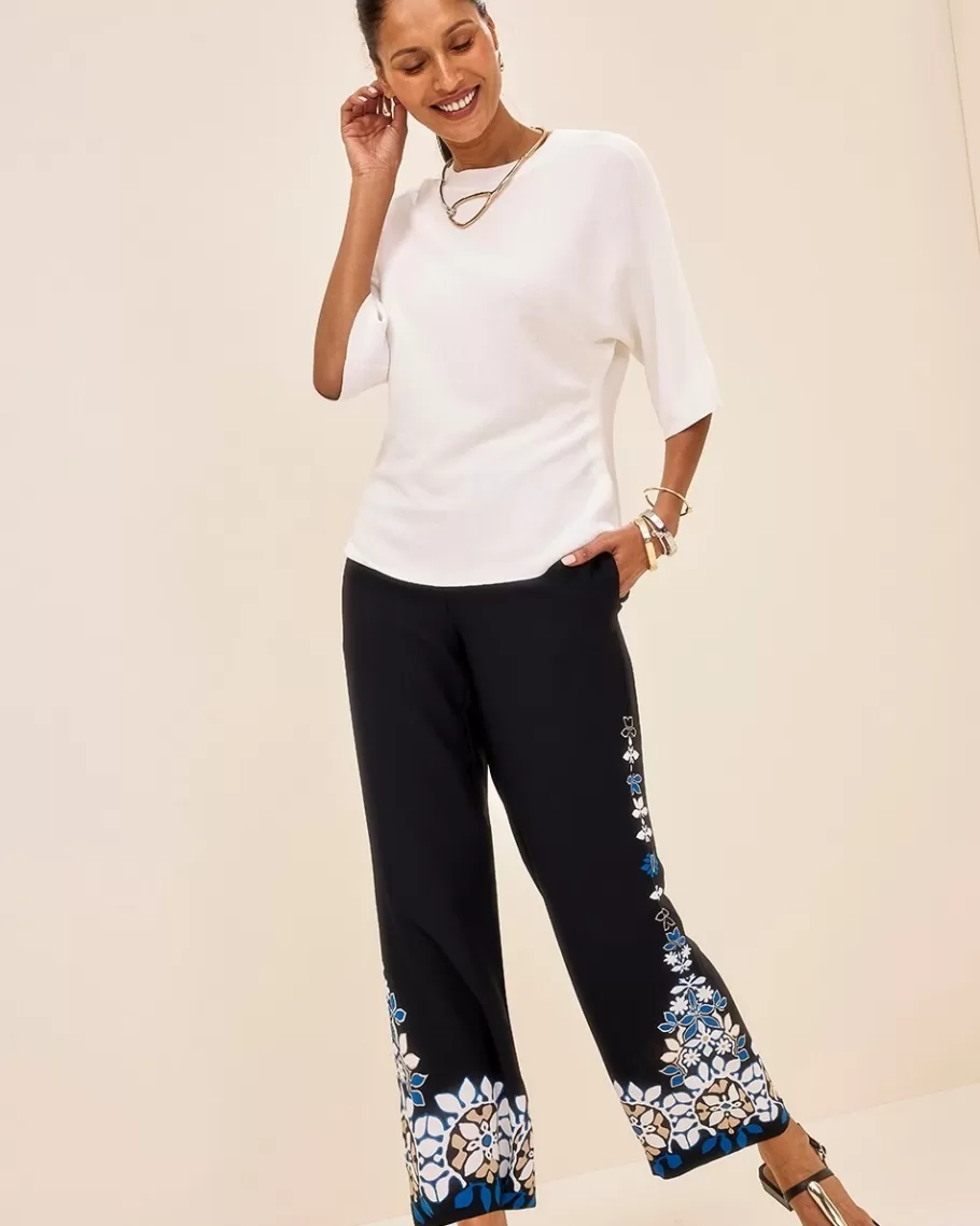 Chico's Placed Floral Print Soft Cropped Pants