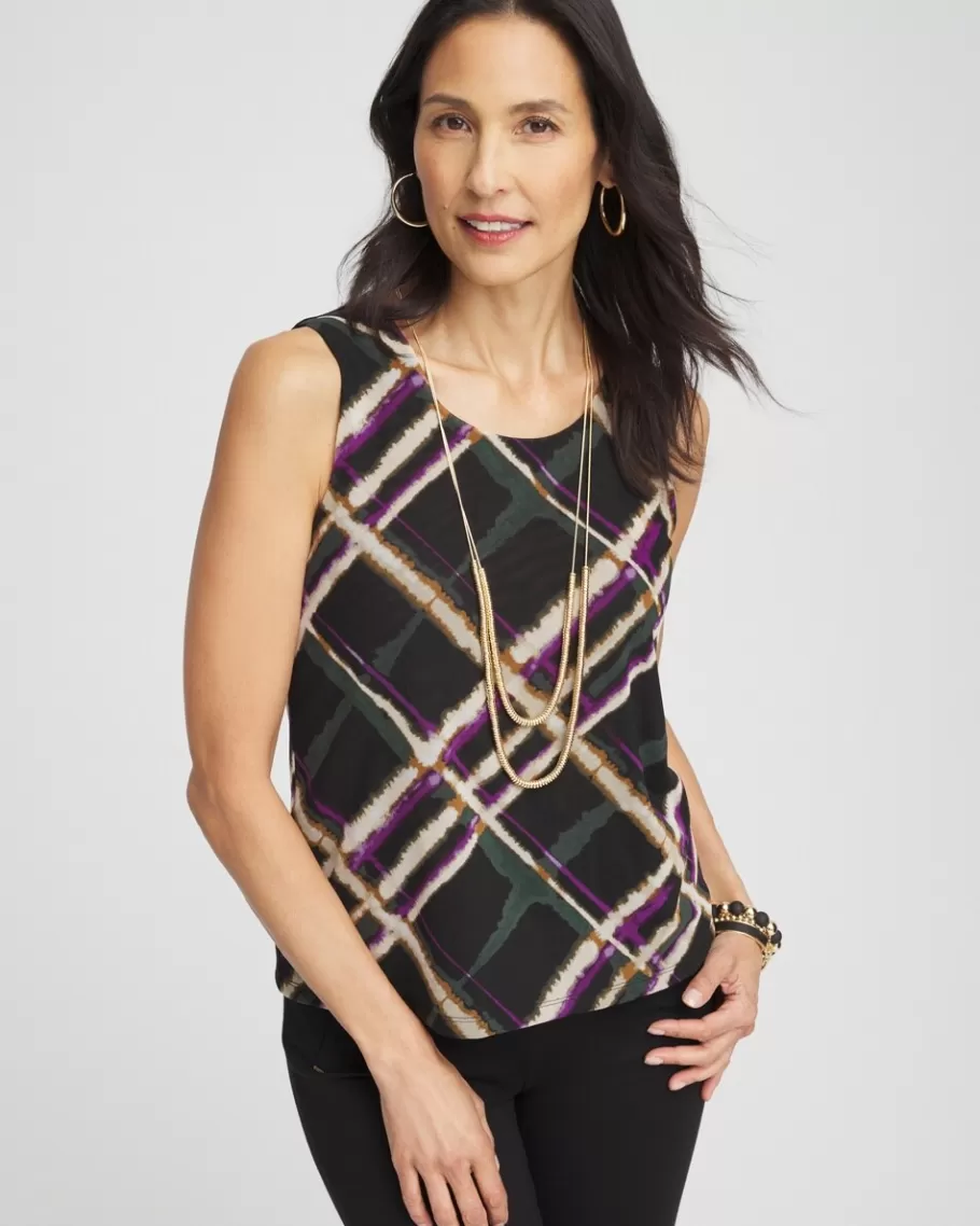 Chico's Plaid Mesh Tank