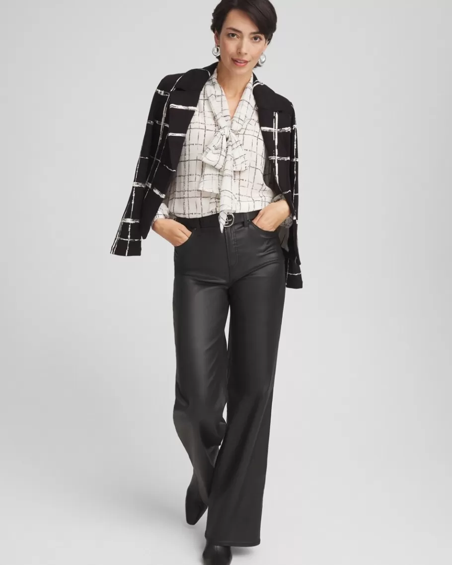 Chico's Plaid Tie Bow Blouse