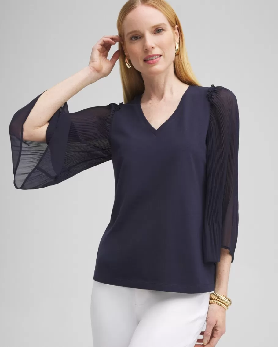 Chico's Pleated Billow Sleeve Top