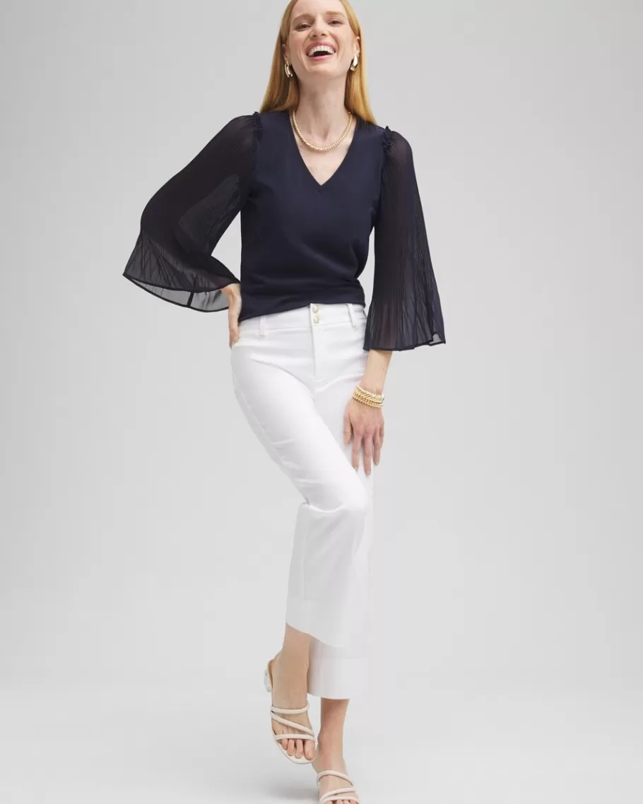 Chico's Pleated Billow Sleeve Top