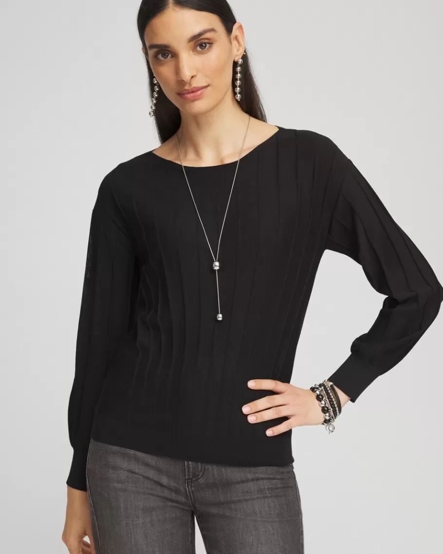 Chico's Pleated Long Sleeve Sweater