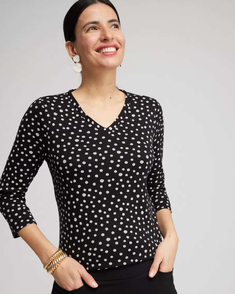 Chico's Polka Dot Everyday 3/4 Sleeve Tee