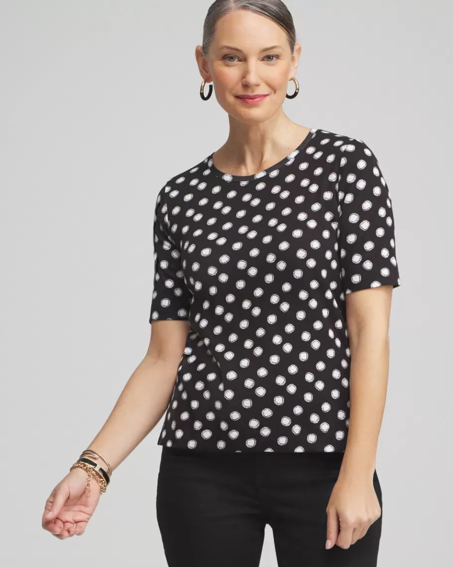 Chico's Polka Dot Everyday Elbow Sleeve Tee