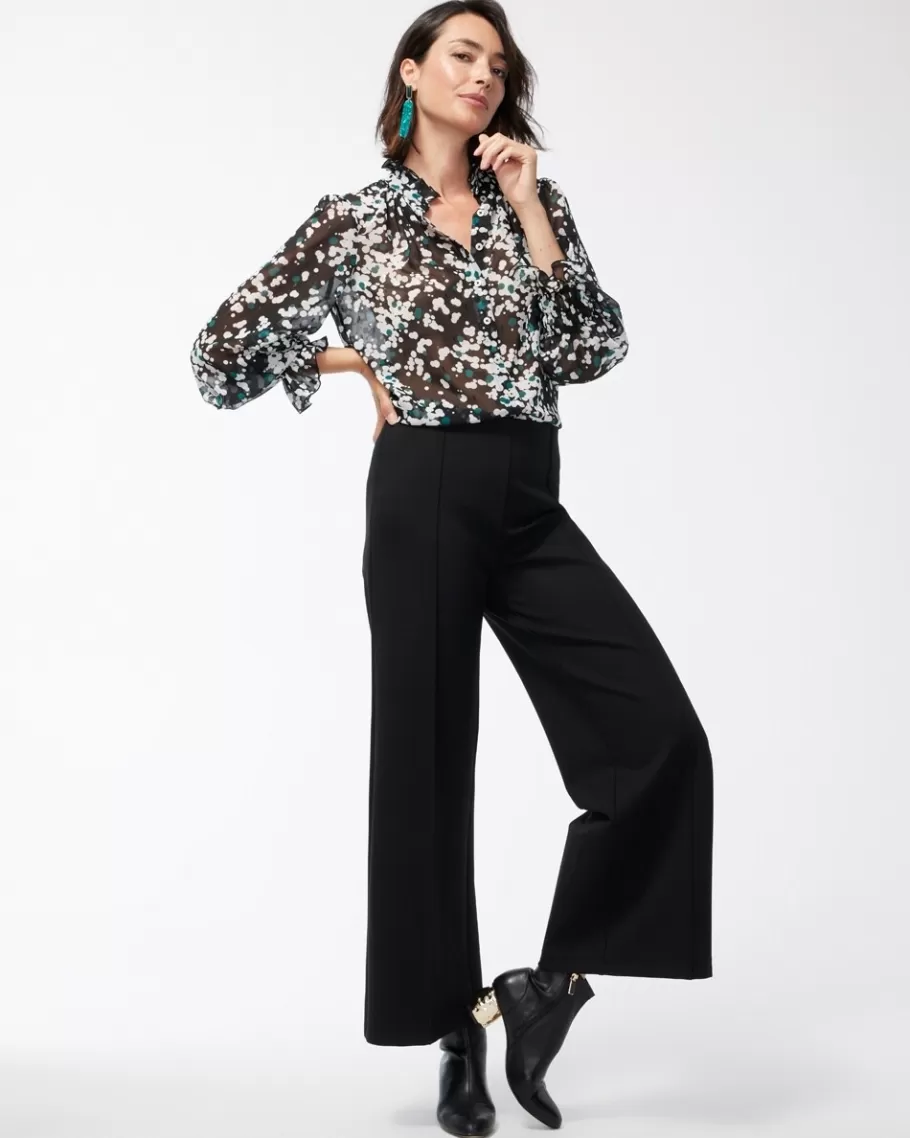 Chico's Ponte Pintuck Wide Leg Ankle Pants