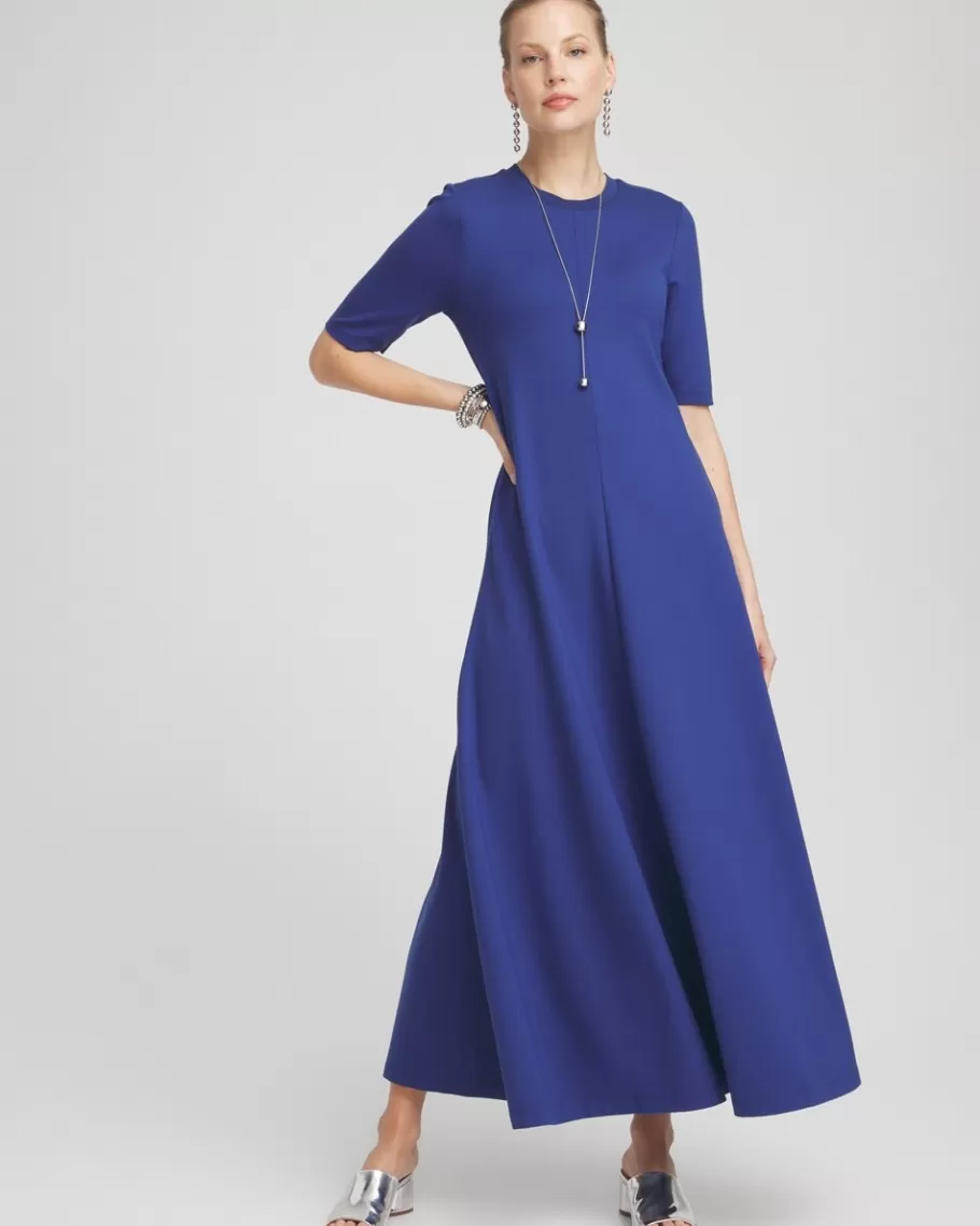 Chico's Ponte Rib Trim Maxi Dress