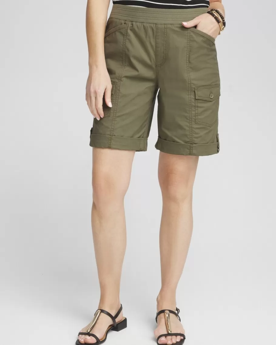 Chico's Poplin Roll Tab Shorts