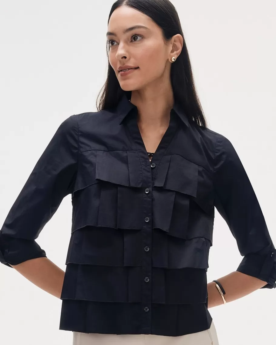 Chico's Poplin Ruffle Shirt