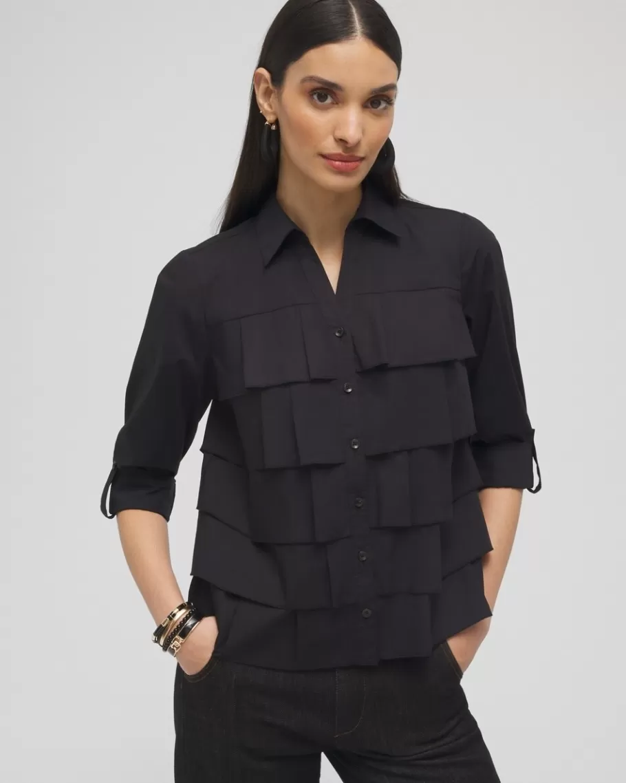 Chico's Poplin Ruffle Shirt