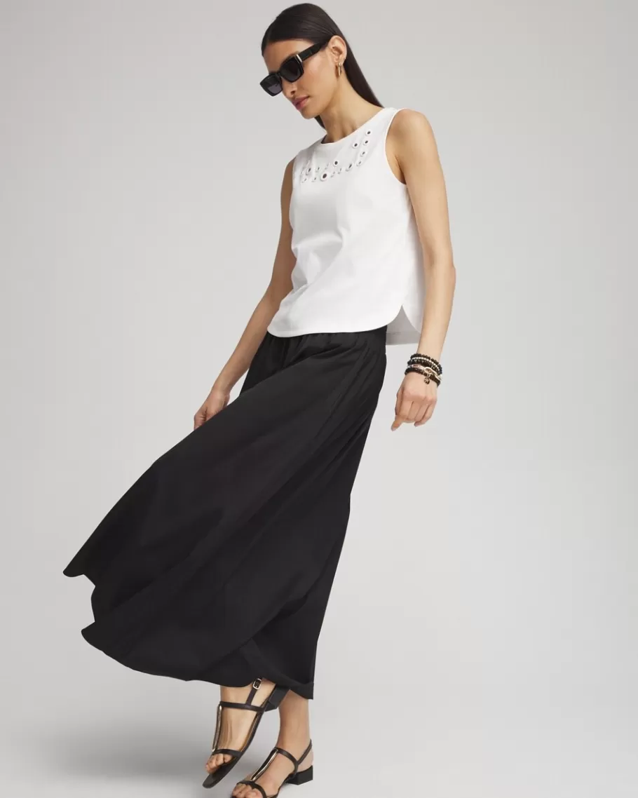 Chico's Poplin Smocked Waist Skirt