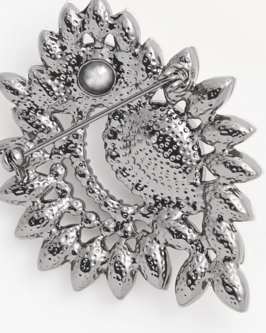 Chico's Rhinestone Hematite Brooch