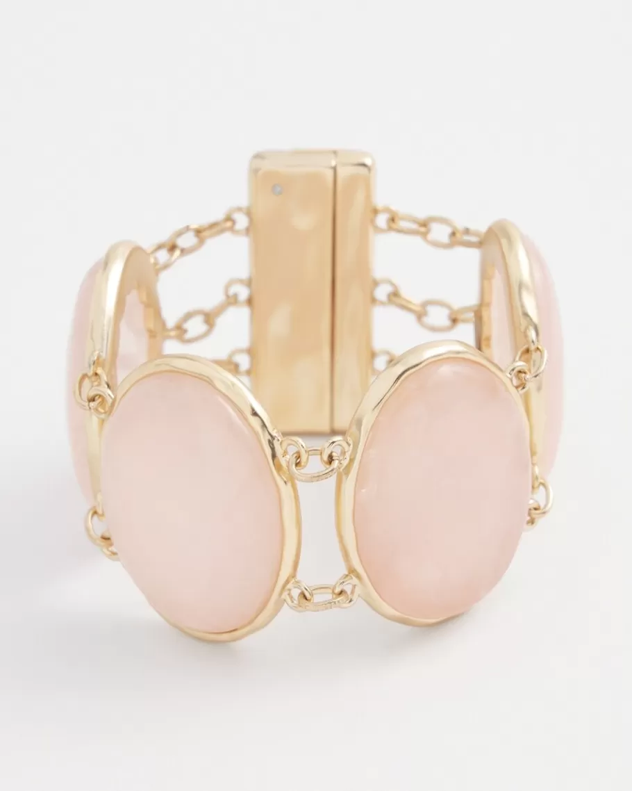 Chico's Rose Quartz Gold Tone Bracelet